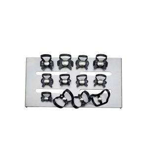 Anti-Reflective Rubber Dam Clamps & Organizer Rack Black Matte Set of 12